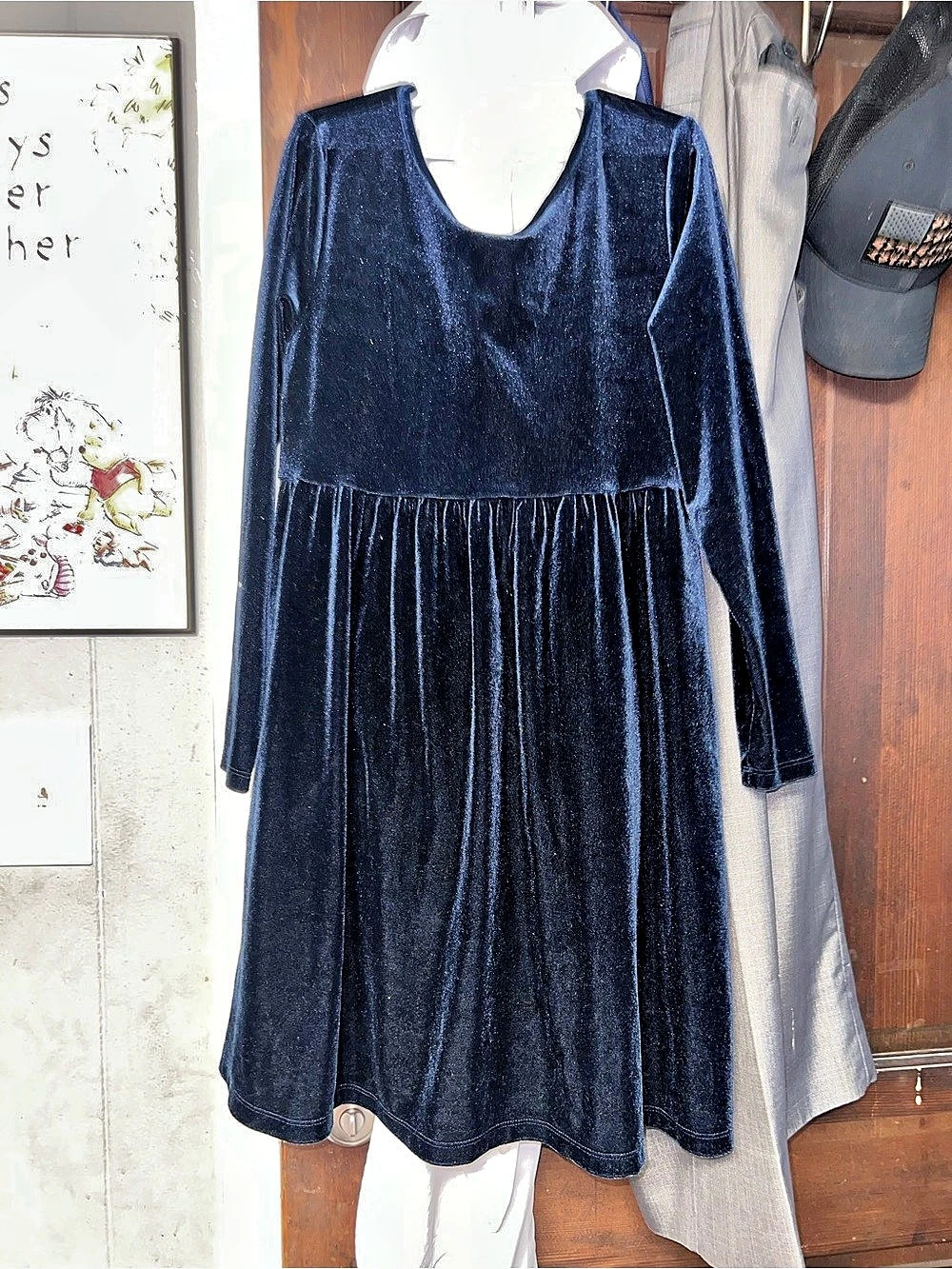 Old Navy Long-Sleeve Velvet Fit & Flare Dress for Girls in Blue